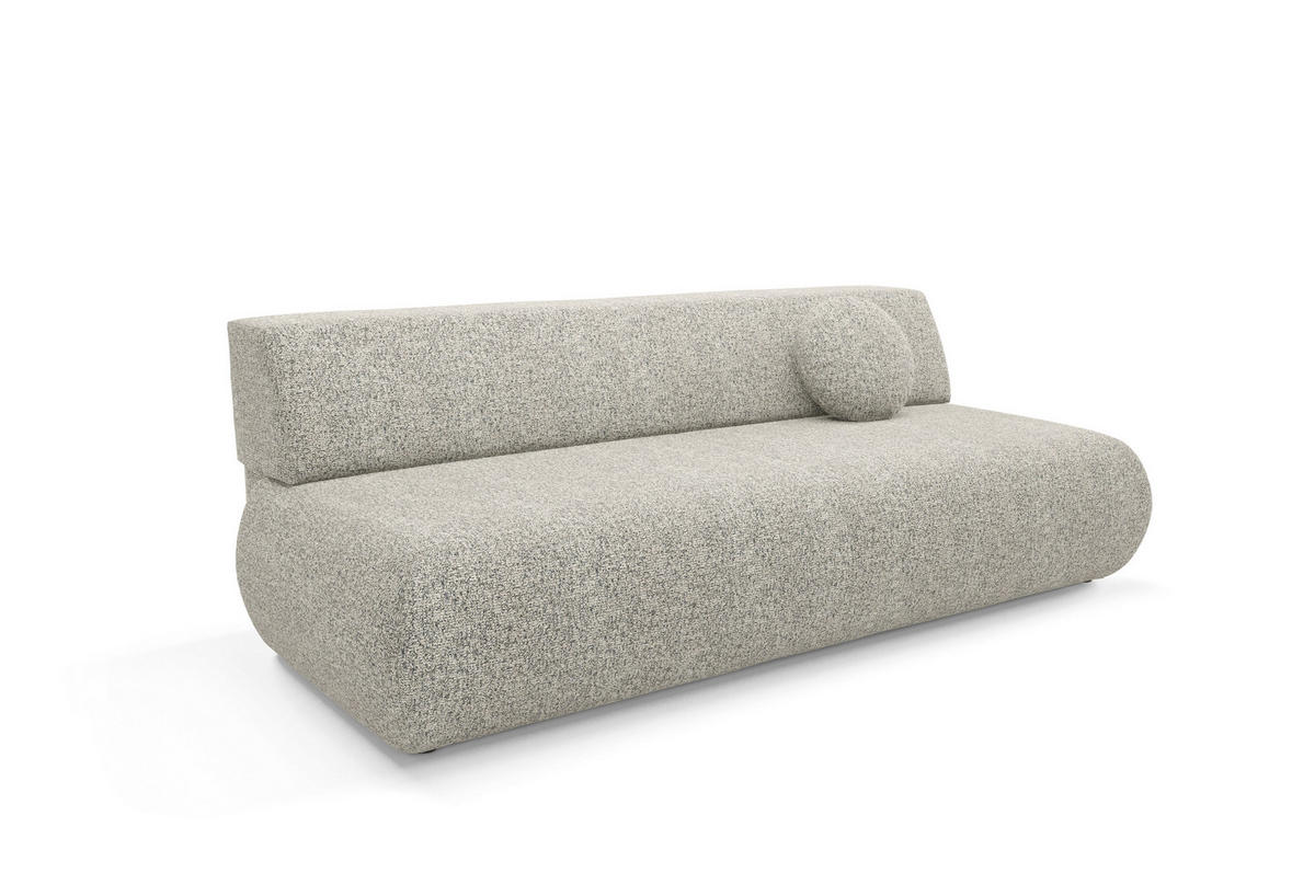 BETTSOFA DELTA Hellgrau Geflochtener Stoff mit Schlaffunktion - Hellgrau, Holz (214/74/100cm) - MASSENO