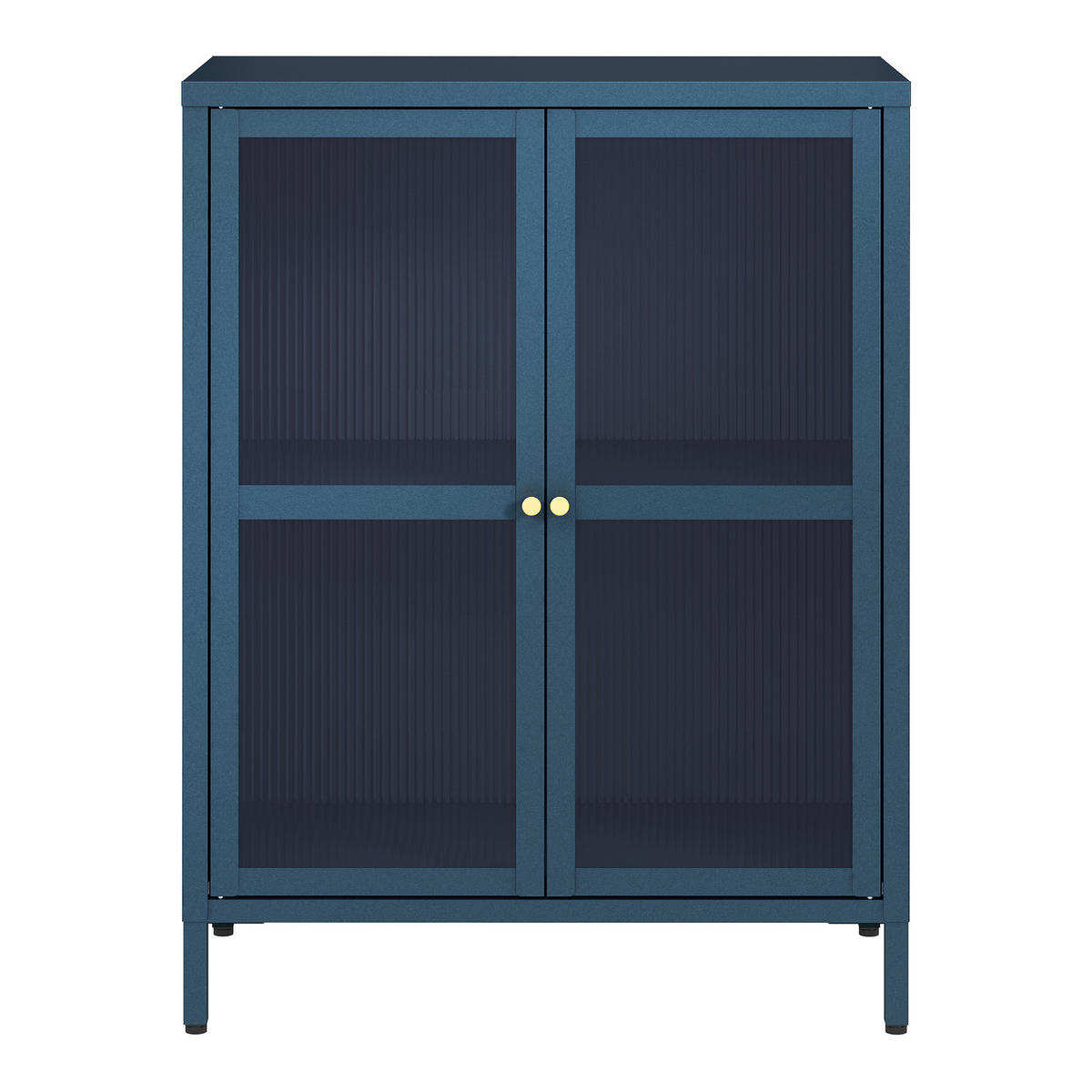 VITRINE Säkylä - Blau/Transparent, Glas/Metall (64/84/35cm) - [en.casa]