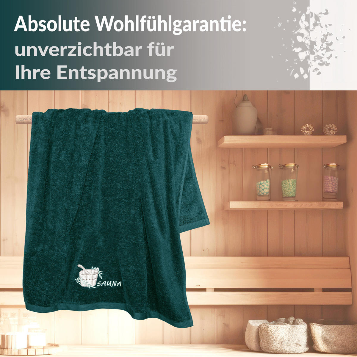 SAUNATUCH Lillby Opal Grün 100x200 cm - Opal, Textil (100/200cm) - Lashuma