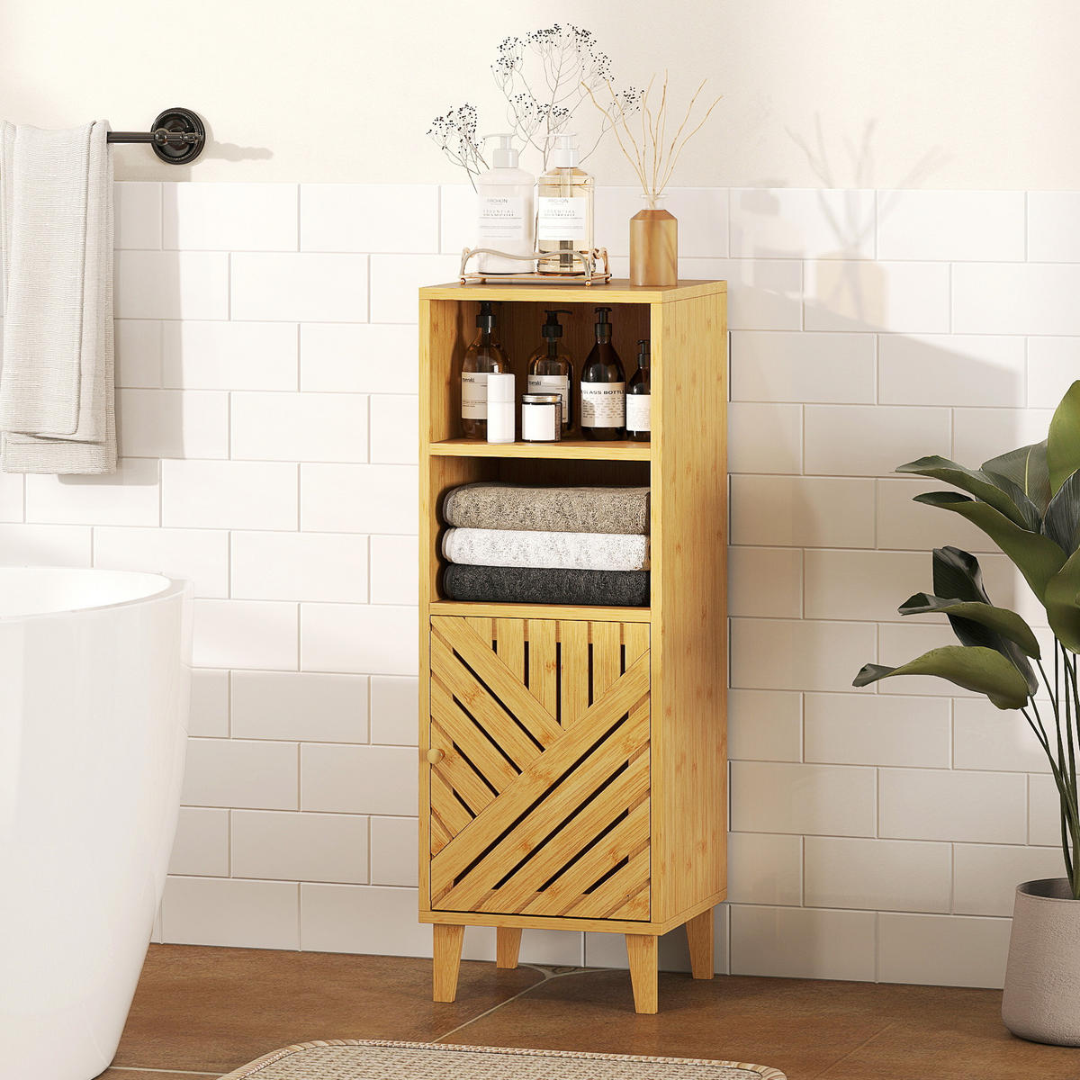BADEZIMMERSCHRANK Naturfarben 32/30/90 cm - Naturfarben, Holz (32/90/30cm) - PANGIVO