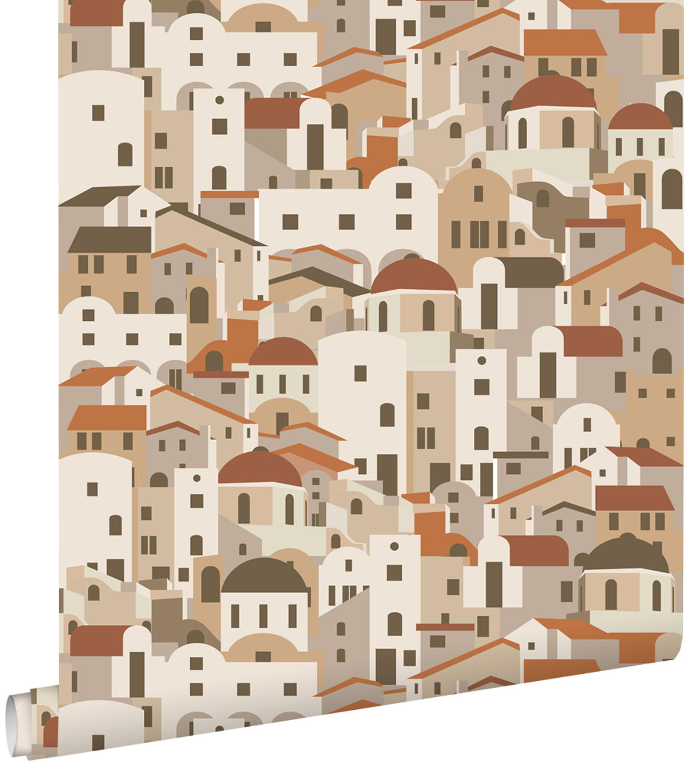 TAPETE Mediterrane Häuser 50 x 900 cm - Terracotta, Papier (50/900cm) - ESTAhome