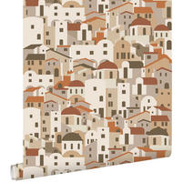 TAPETE Mediterrane Häuser 50 x 900 cm - Terracotta, Papier (50/900cm) - ESTAhome
