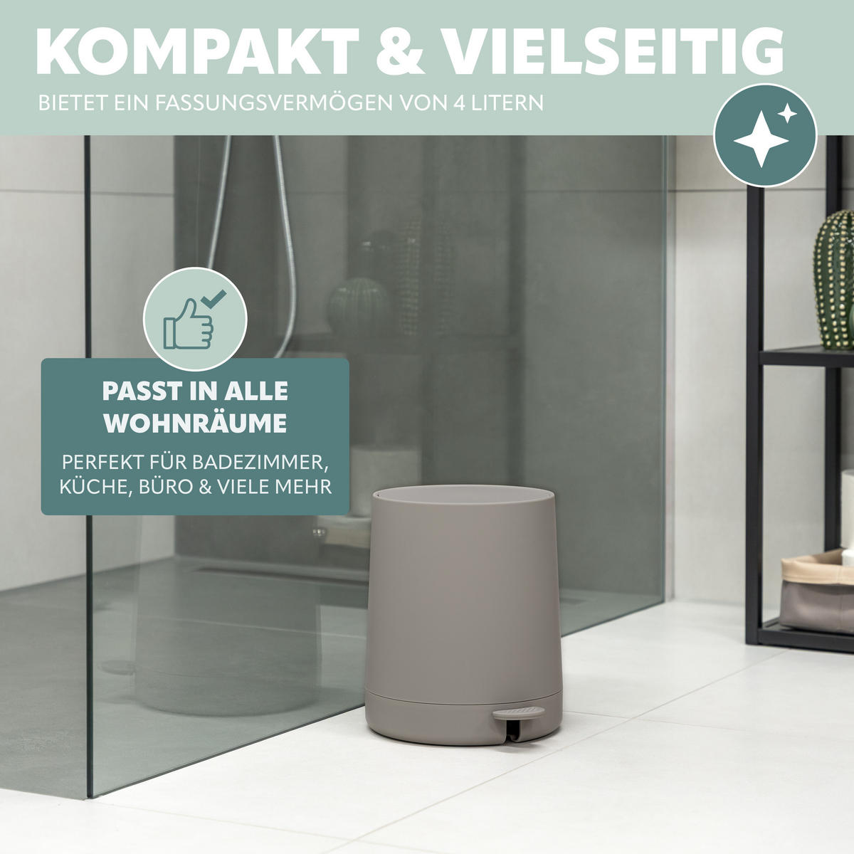 KOSMETIKEIMER TESERO, Kunststoff, braun - Braun, Kunststoff (22.5/25.5/22.5cm) - eluno