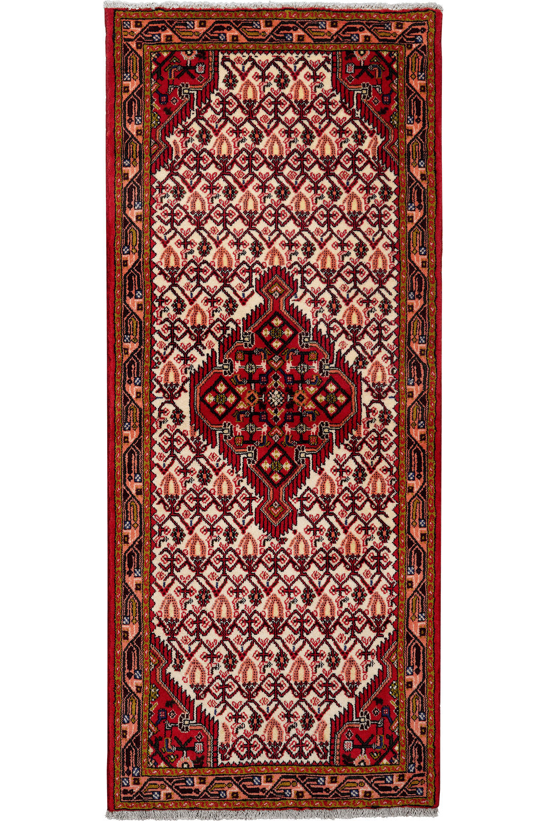 ORIENTTEPPICH handgeknüpft Assadabad Beige, Rot 193/80 cm Schurwolle - Beige/Rot, Textil (80/193cm) - Looma