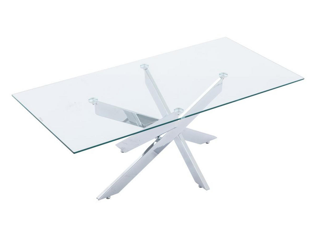 COUCHTISCH - Sicherheitsglas & Verchromtes Metall - Transparent - COSIMA - Chromfarben, Glas (120/60/45cm) - Vente-Unique