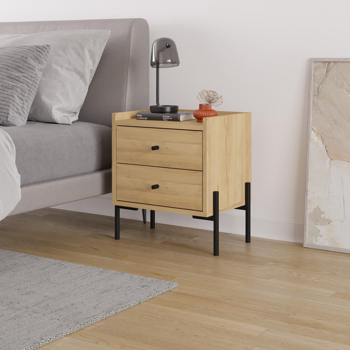 NACHTTISCH Malta Eiche 35/49/52 cm - Eichefarben, Holzwerkstoff (48.6/52.4/35cm) - Decortie
