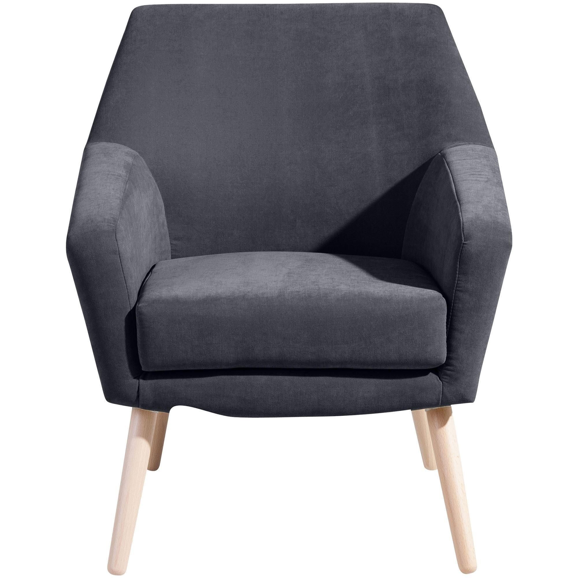 SESSEL Kachka Bezug Veloursstoff Buche natur / anthrazit - Anthrazit, Kunststoff (71/81/67cm) - 58aufmkessel