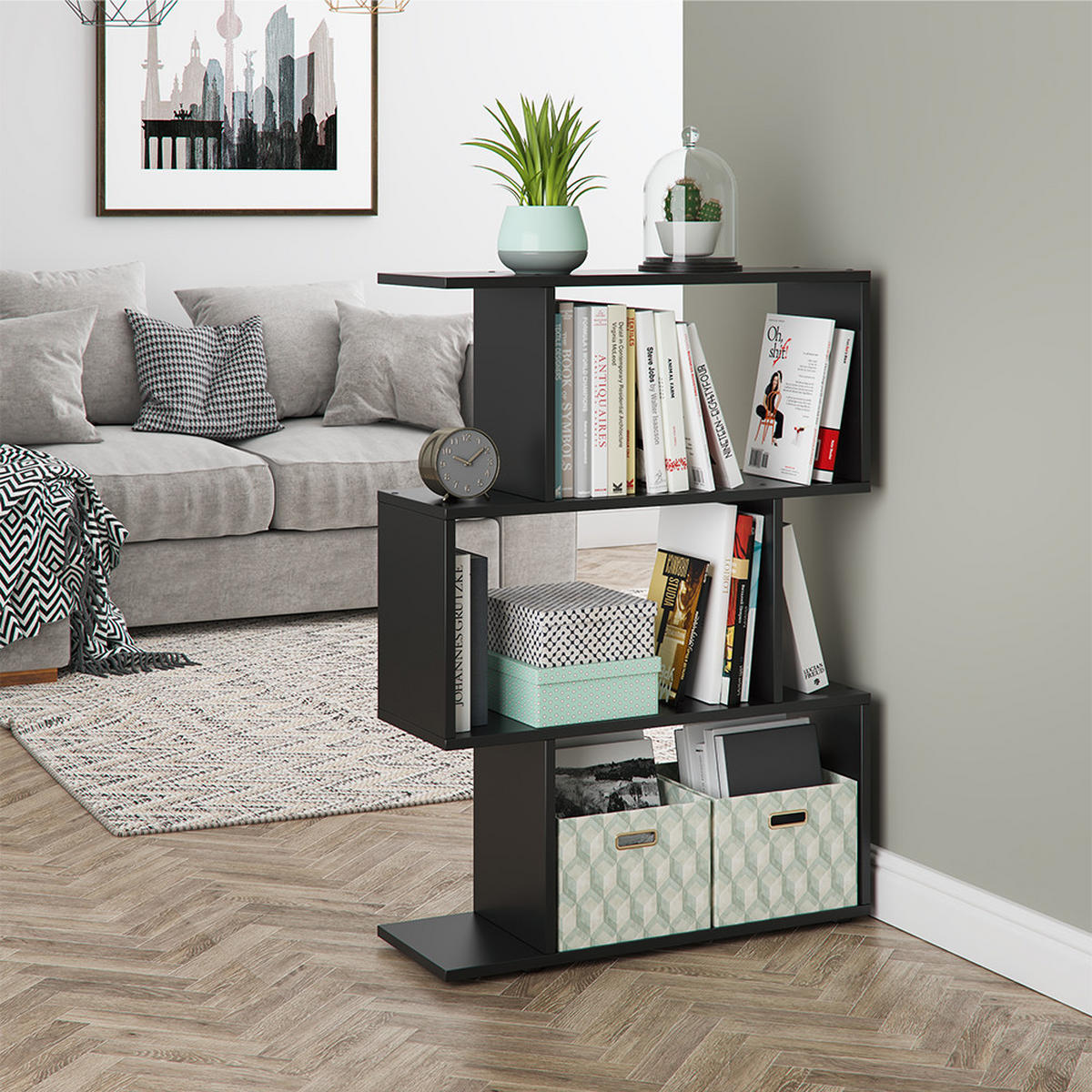 RAUMTEILER Levio Schwarz 70 x 97.4 cm - Schwarz, Holzwerkstoff (70/97.4/23.8cm) - Vicco