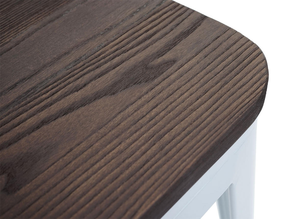 BARHOCKER mit Lehne inkl. Holz-Sitzfläche Sitzhöhe 77cm Metall Industriedesign Weiß mit Lehne - Weiß, Holz/Metall (50/117/45cm) - PROREGAL