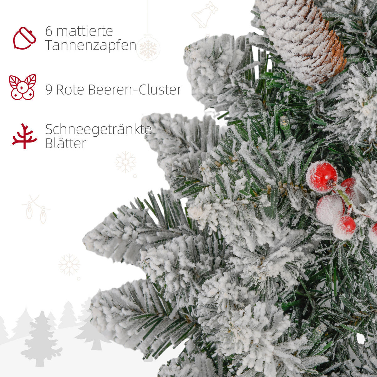 TANNENKRANZ Weihnachtskranz Türkranz Künstlicher Tannenkranz mit Lichterkette - Grün, Kunststoff/Metall (10cm) - HOMCOM