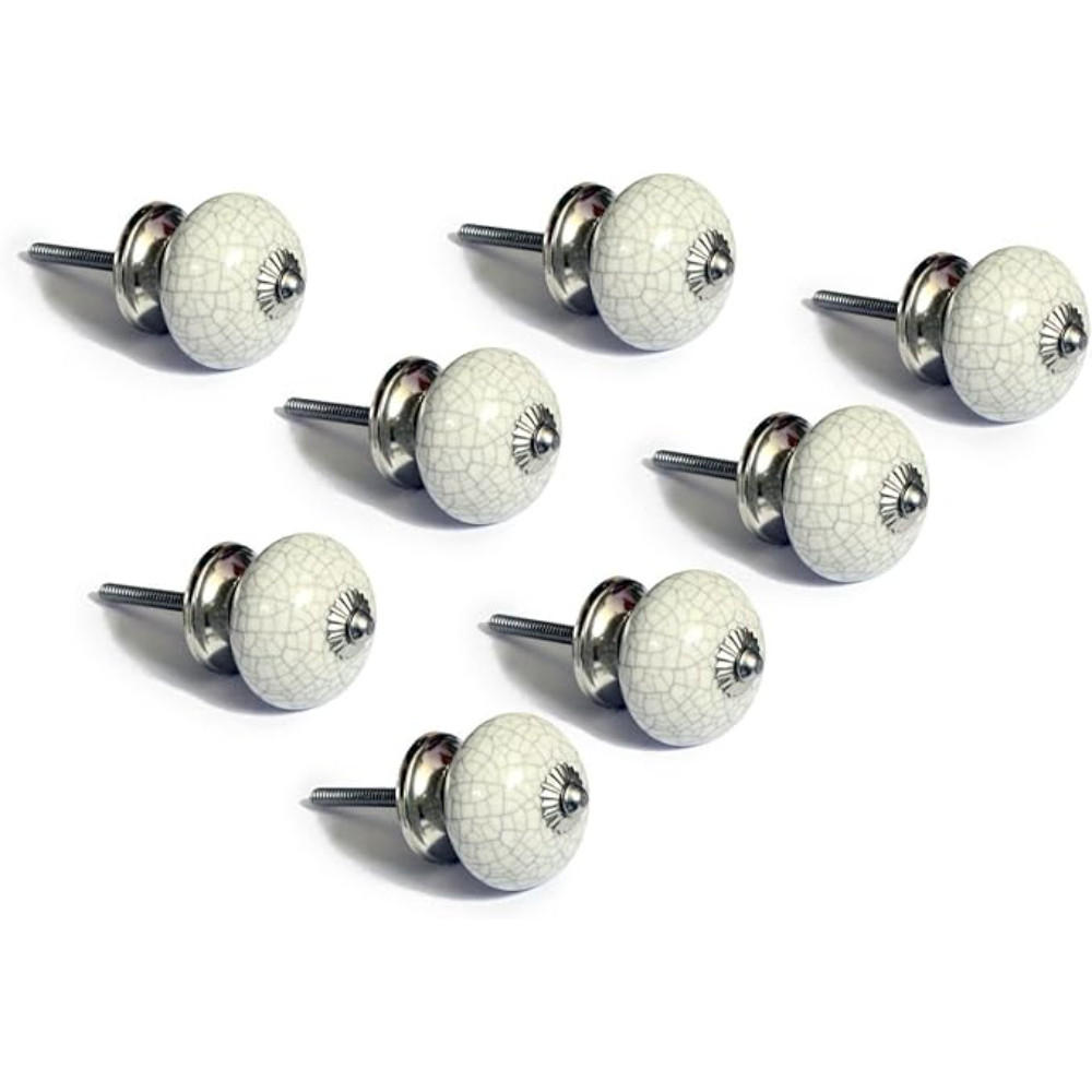 KERAMIKKNÖPFEN Set mit 8 in Weiß 40 mm Durchmesser. - Pink, Keramik (4/4/6.9cm) - Nacnic