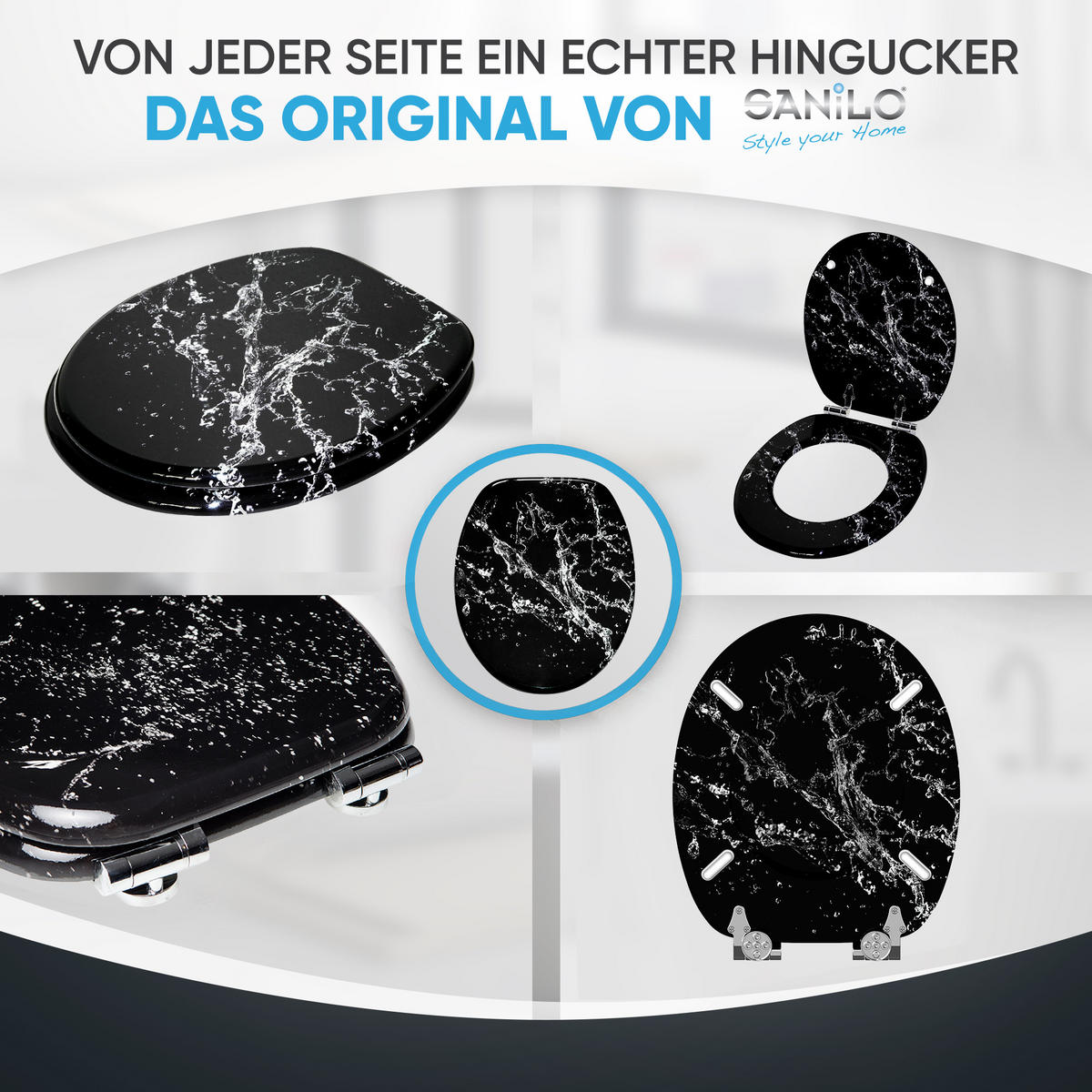 WC-SITZ mit Absenkautomatik Splash - Schwarz, Holzwerkstoff (38/6/47cm) - Sanilo