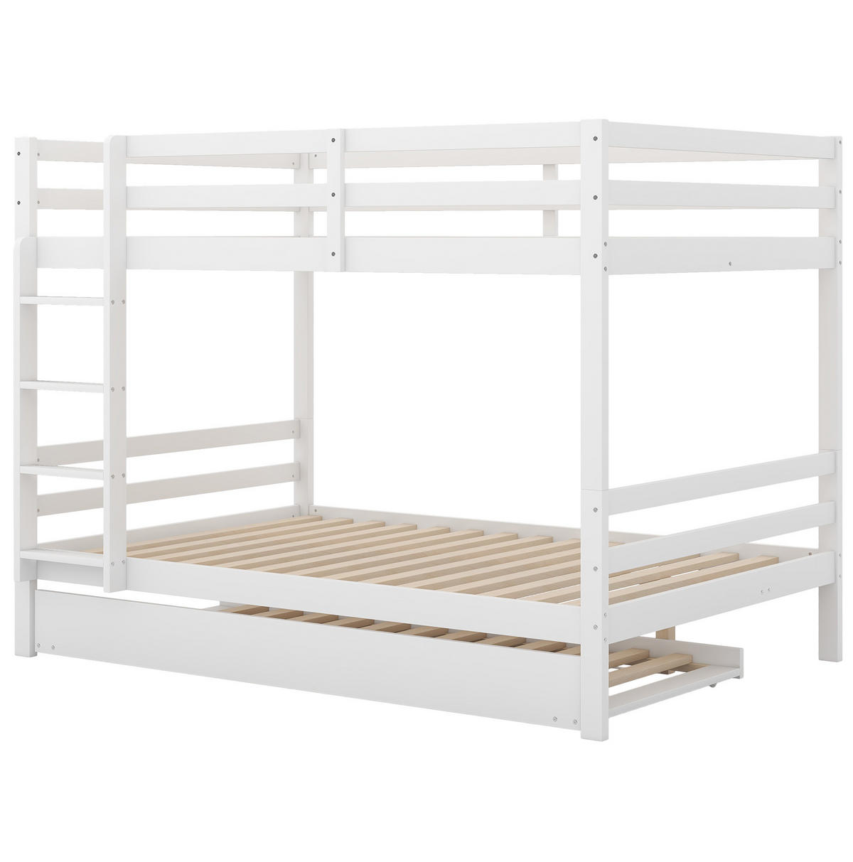 ETAGENBETT mit Ausziehbett 140 x 200 cm Kiefernholz Weiß - Weiß, Holzwerkstoff (140/200cm) - Beauniv