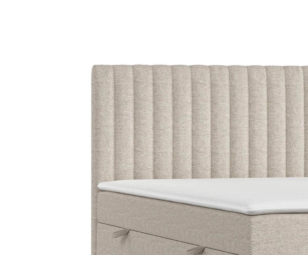 BOXBETT Spencer Beige 140/200 cm mit Matratze und Topper - Beige/Schwarz, Holz/Holzwerkstoff (140/200cm) - Maison de Reve