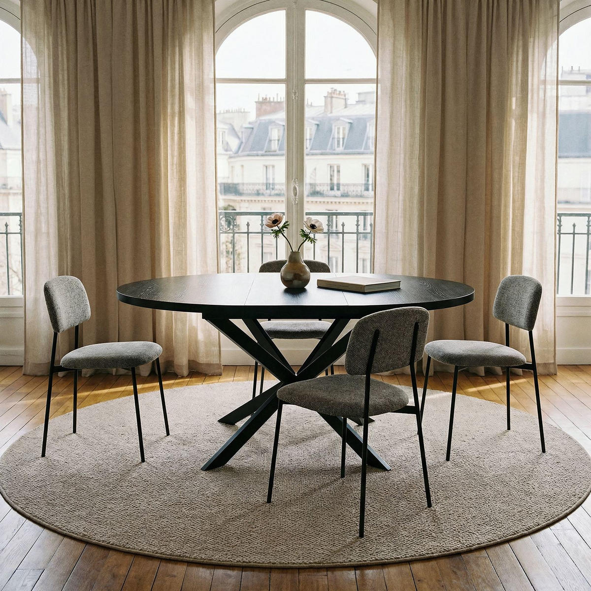 ESSGRUPPE TOLEDO 5er Set schwarz - Schwarz, Holzwerkstoff/Metall - IDIMEX