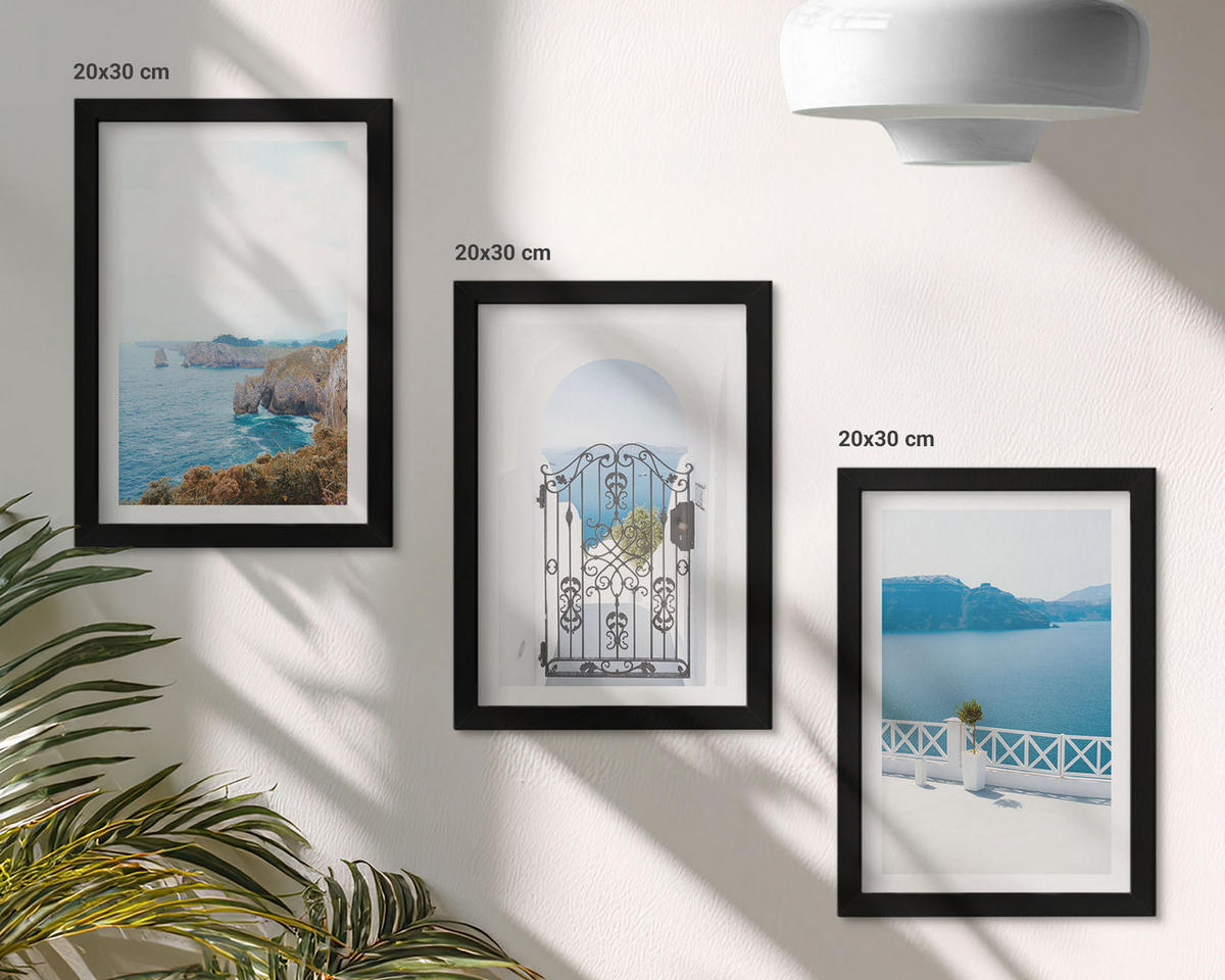 WANDBILDER 3er-Set - 20x30 cm Schwarzer Rahmen - Meeresarchitektur Griechenlands - Schwarz, Kunststoff (20/30cm) - ArtPrintCave