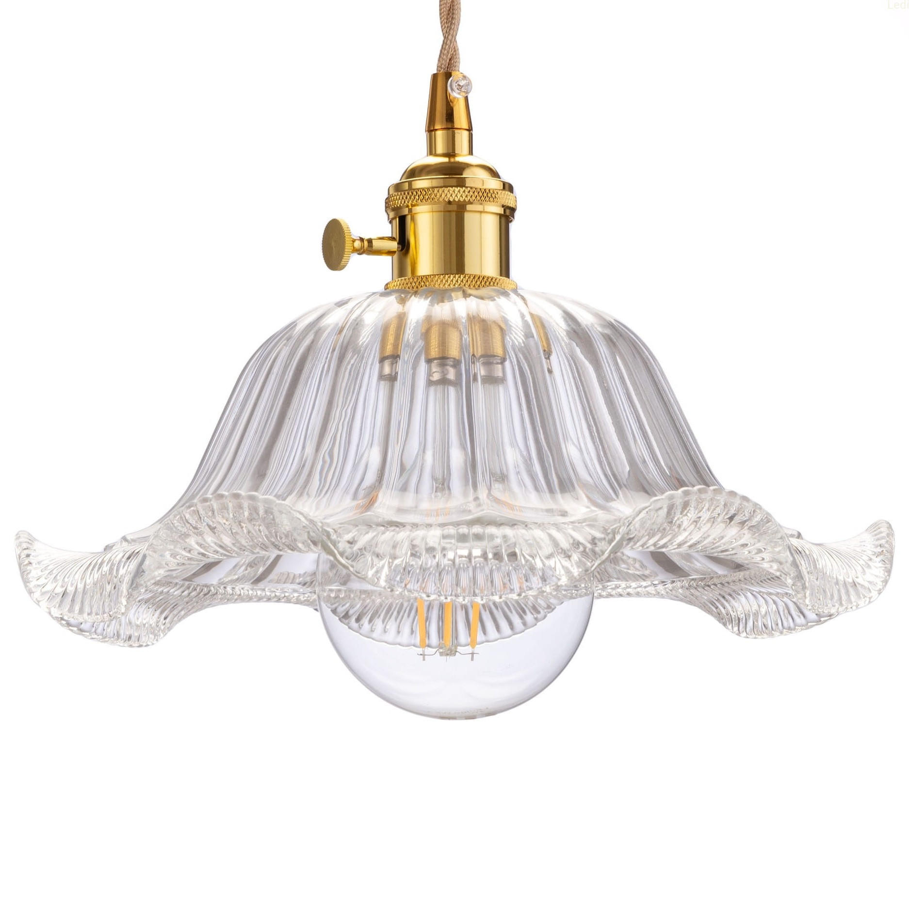 PENDELLEUCHE Rome - Transparent/Goldfarben, Glas/Metall (26/26/100cm)
