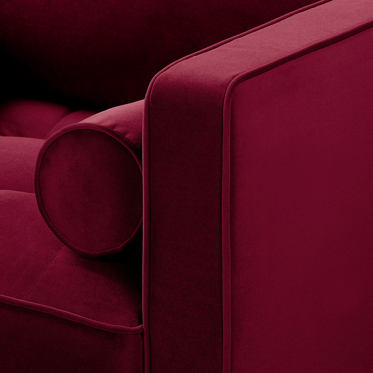 2-SITZER SOFA - Samt - Dunkelrot, Textil (150/80/86cm) - home24