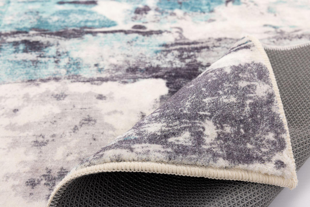 BADTEPPICH Ariella Grau 70x120 cm - Türkis, Textil (70/120cm) - Gino Falcone