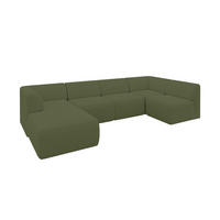 WOHNLANDSCHAFT Ottomane Links MOVO-L 345x180x78 cm Grün Bouclé - Dunkelgrün, Holzwerkstoff/Kunststoff (345/78/180cm) - ALTDECOR