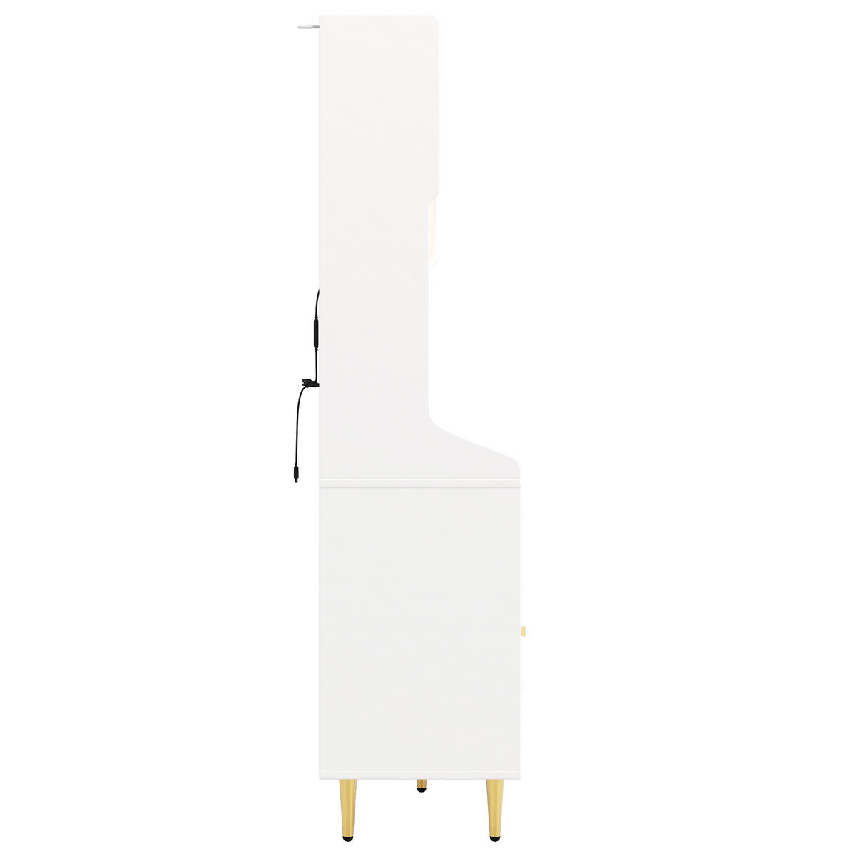 GESCHIRRSCHRANK aus MDF & Glas 145x39x171cm in Weiß mit LED & Weinauszug - Weiß, Holzwerkstoff (145/171/39cm) - Modfu