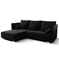 ECKSOFA L Form Florinna Schwarz 245/182/87 cm mit Schlaffunktion - Chromfarben/Schwarz, Textil/Metall (245/182cm) - AX Living