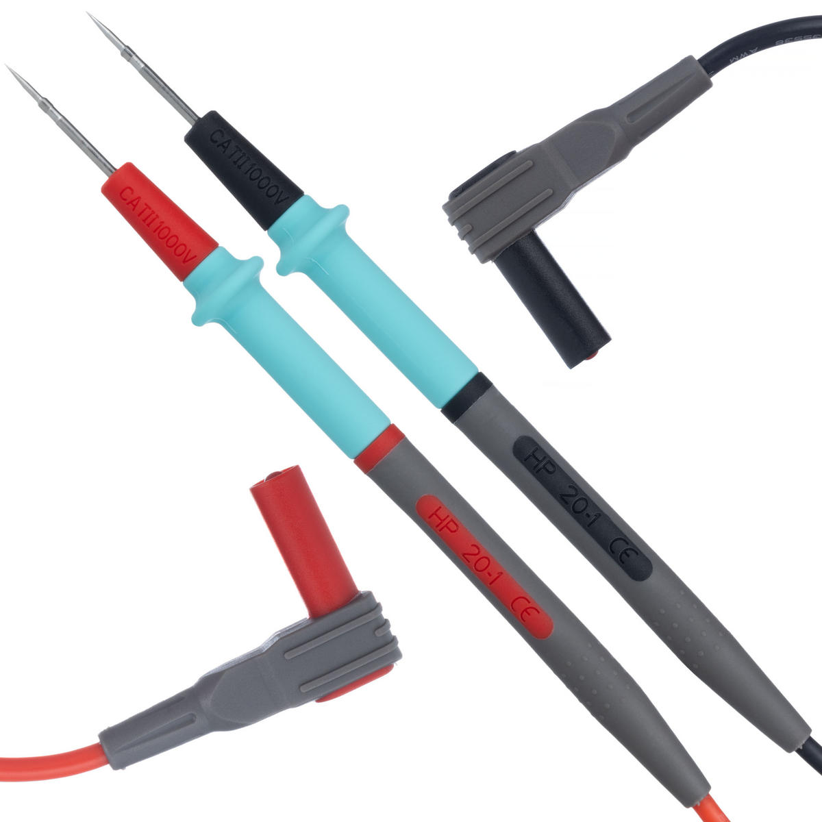 MESSLEITUNG Universal, 1000 V CAT III, 20 A, Nadelspitze 0,4 mm, Silikon, 103 cm, Bananenstecker - Multicolor, Kunststoff/Metall (10/10/10cm)