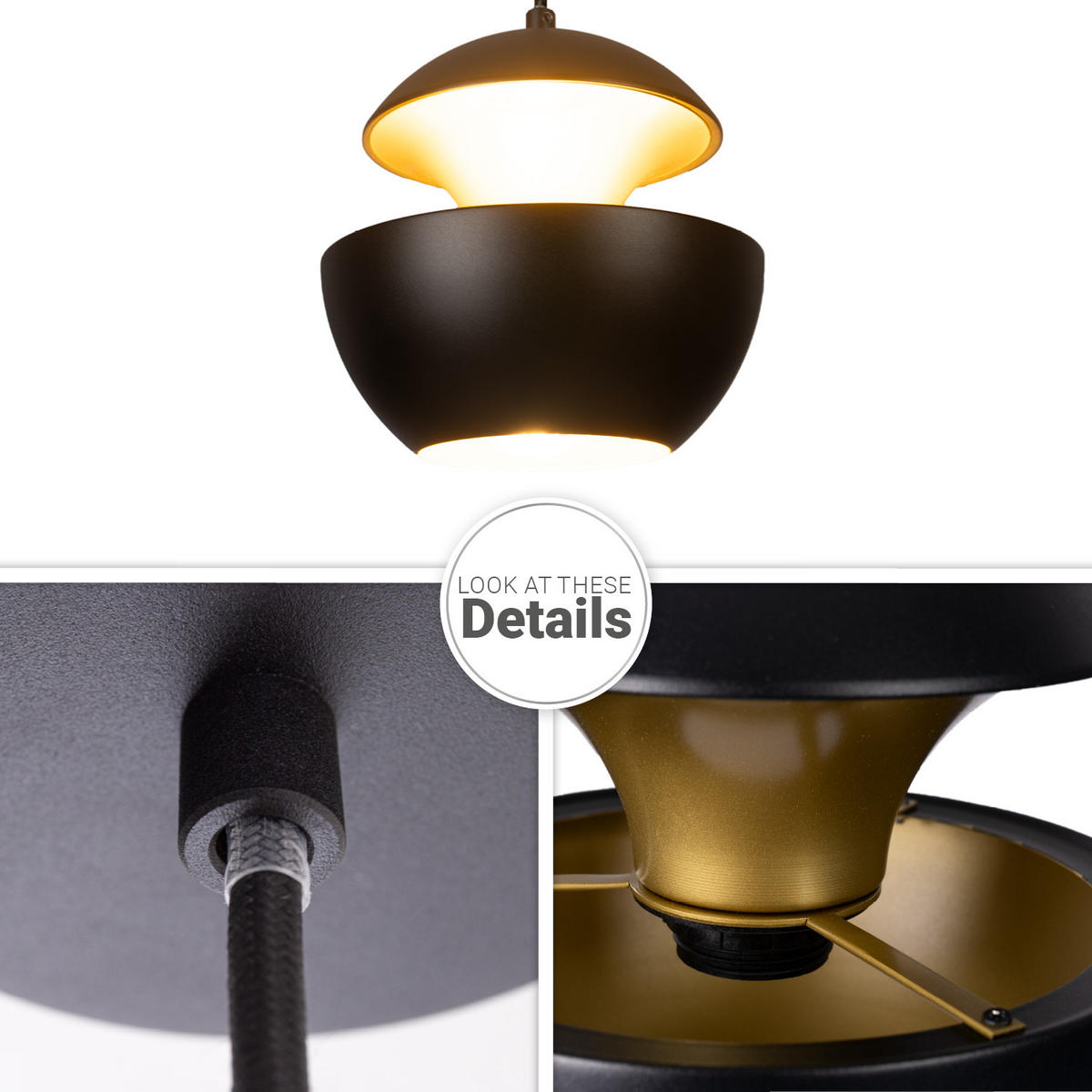 PENDELLEUCHTE Ben - Schwarz, Metall (20/20/20.4cm) - Paco Home