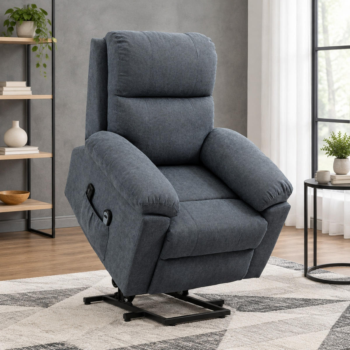 MASSAGESESSEL in Grau 99x89x103 cm mit Aufstehhilfe und 8 Vibrationsmotoren - Grau, Textil (89/103/99cm) - IVMEU