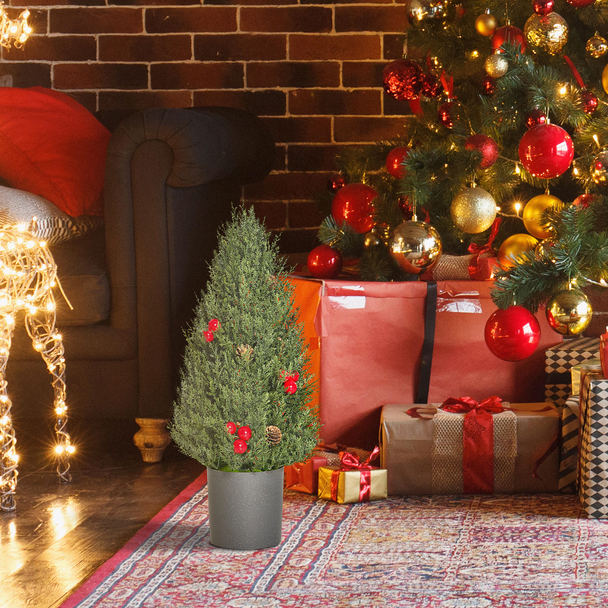 WEIHNACHTSBAUM, 47 cm, PE, PVC, Grün - Grün, Kunststoff (47cm) - HOMCOM