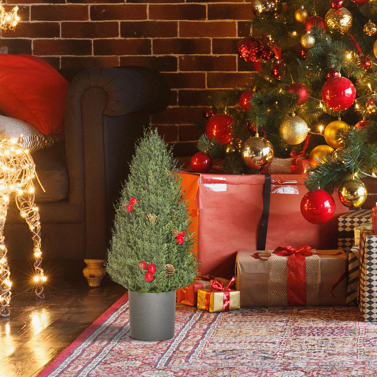 WEIHNACHTSBAUM, 47 cm, PE, PVC, Grün - Grün, Kunststoff (47cm) - HOMCOM