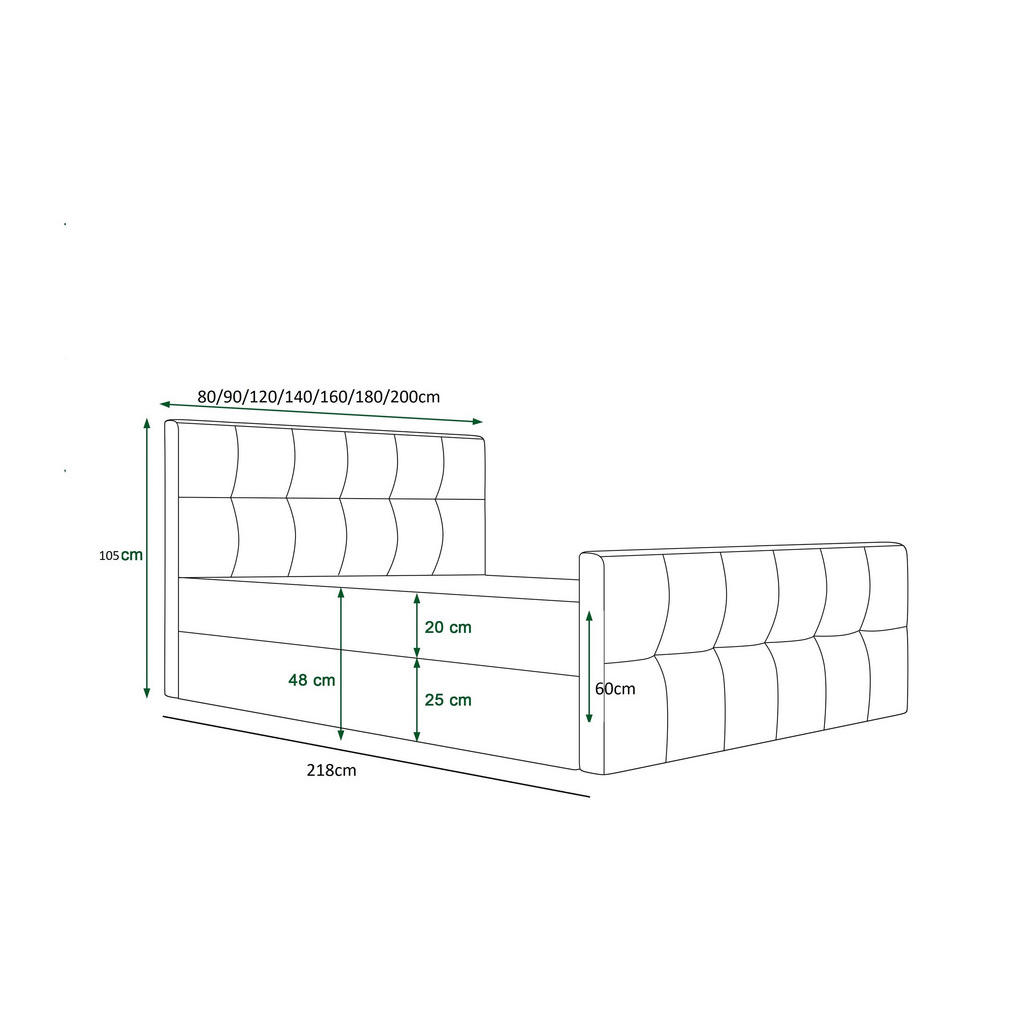 Thumbnail - Bedante Boxbett, Weiß, Textil, Höhe ca. 19 cm, 200x200 cm, Oeko-Tex® Standard 100, Schlafzimmer, Betten, Boxspringbetten