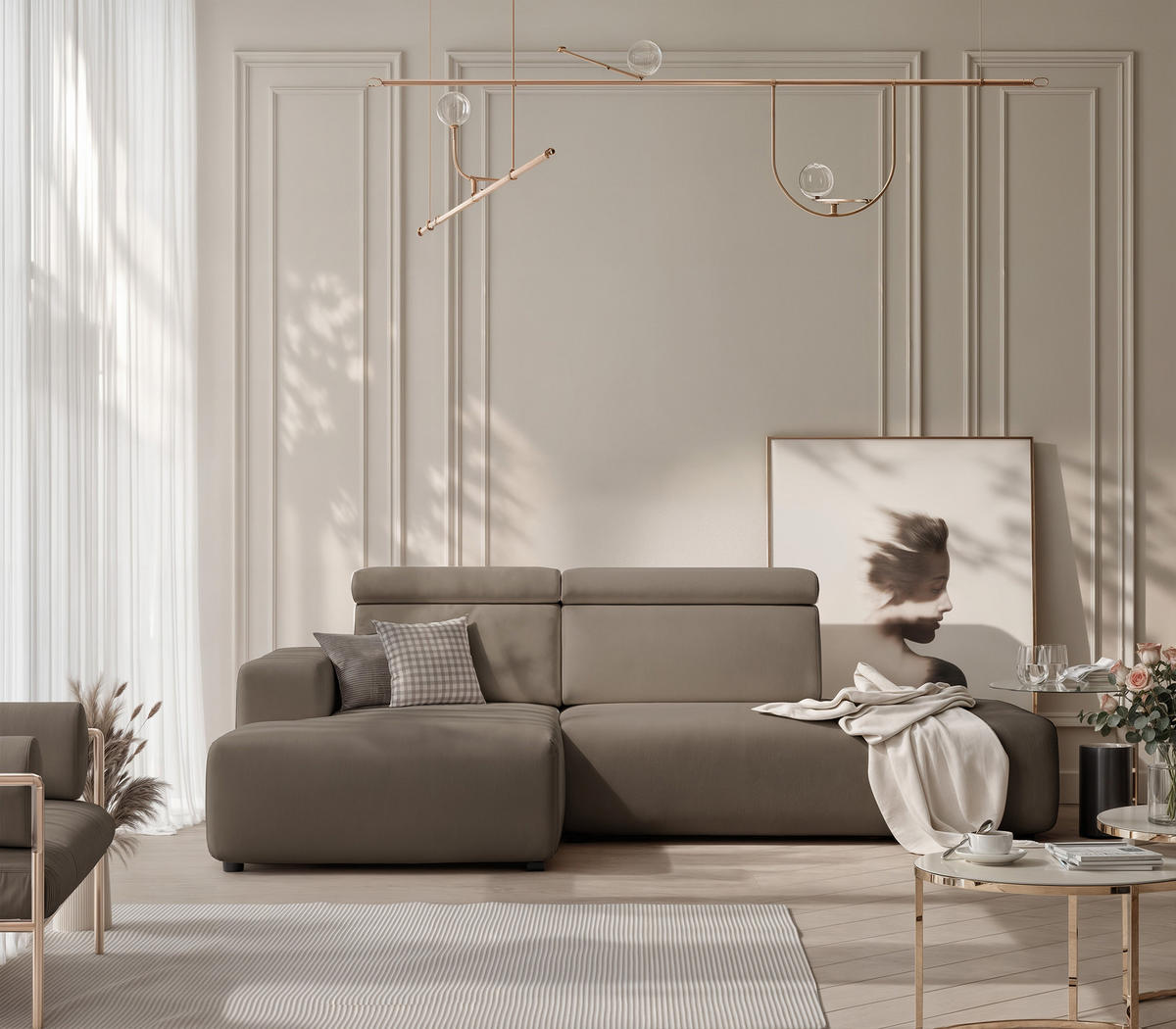 ECKSOFA RICO Links, Stoff Oliv - Olivgrün, Textil (260/186cm) - Idohome