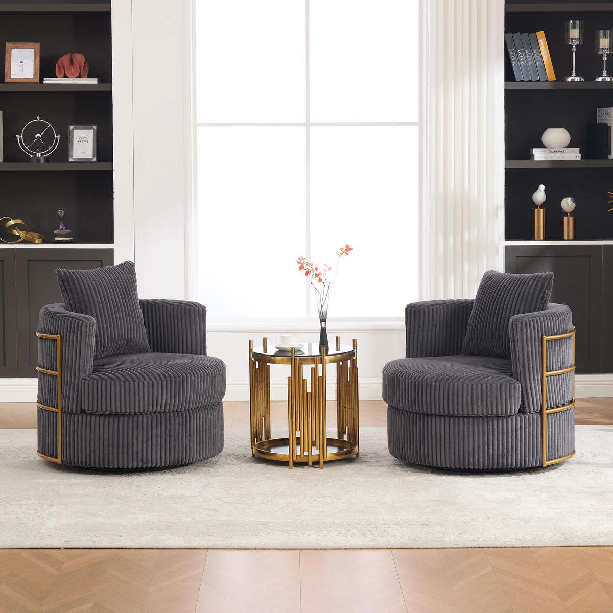 SESSEL 2er-Set 360° drehbar mit Stauraum, DE-42295, Grau - Grau, Textil (76/78/79cm) - ComfortXL