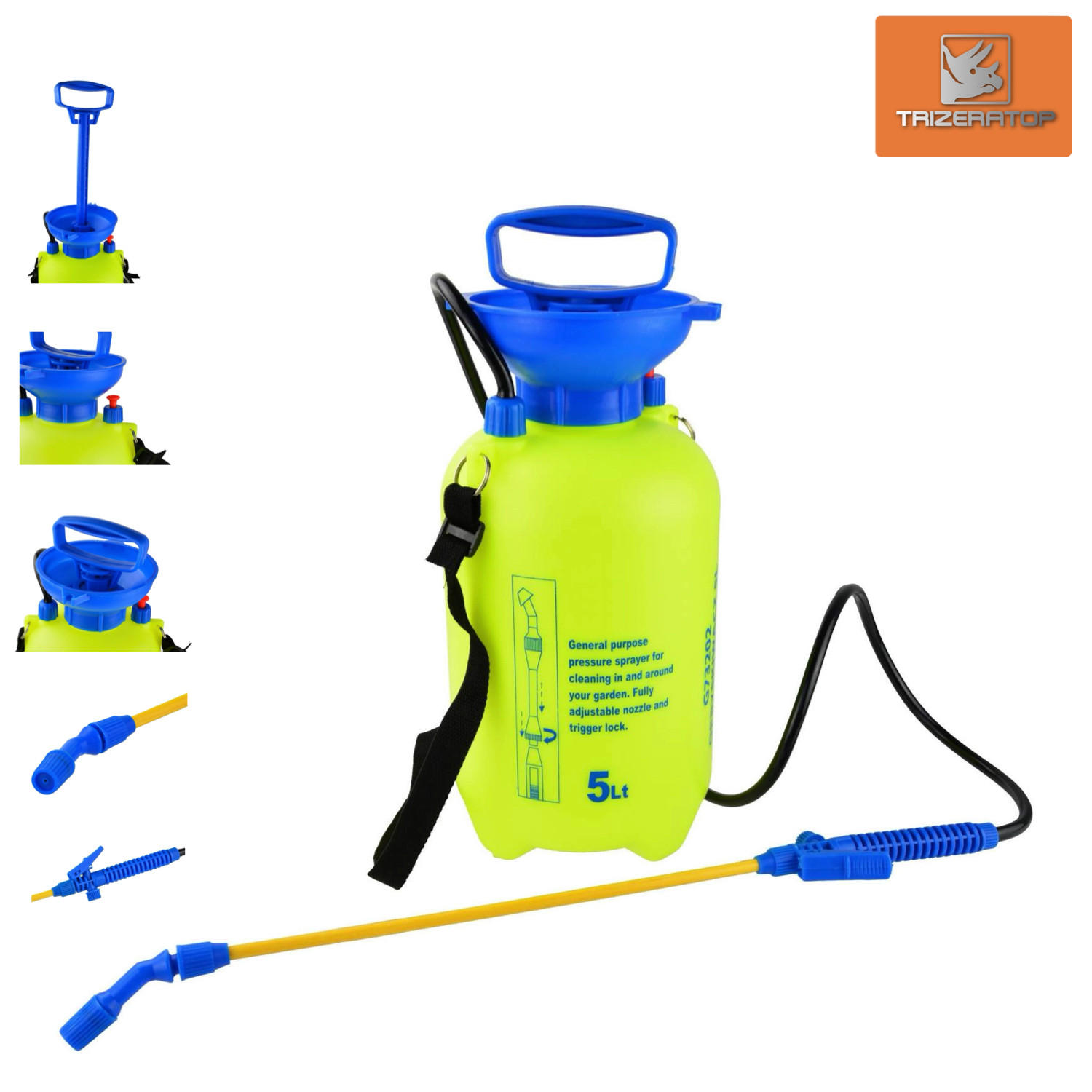 SPRÜHGERÄT 5 Liter Spritzgerät, Hochdruckspritze, Drucksprüher - Weiß, Kunststoff (18/43/18cm) - TRIZERATOP