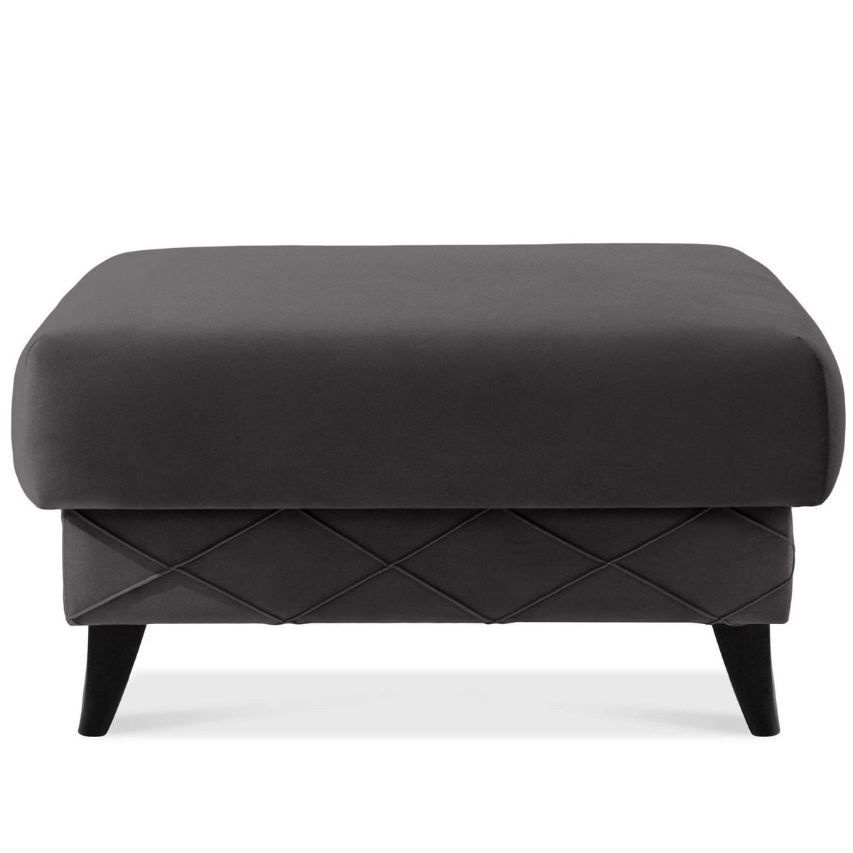 POUF GUSTAVO III Velours, Graphitfarben - Graphitfarben, Holz/Holzwerkstoff (92/49/92cm) - KONSIMO®