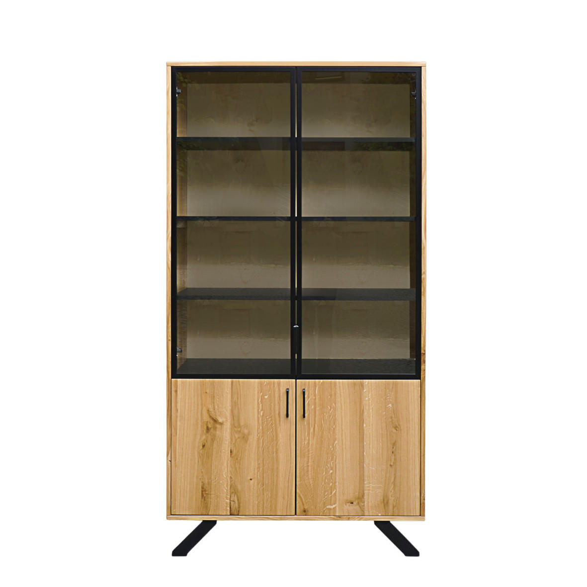 VITRINE Industrielle ins Wohnzimmer JORGEN - Eichefarben, Holz (100/200/45cm) - Rawood Furniture