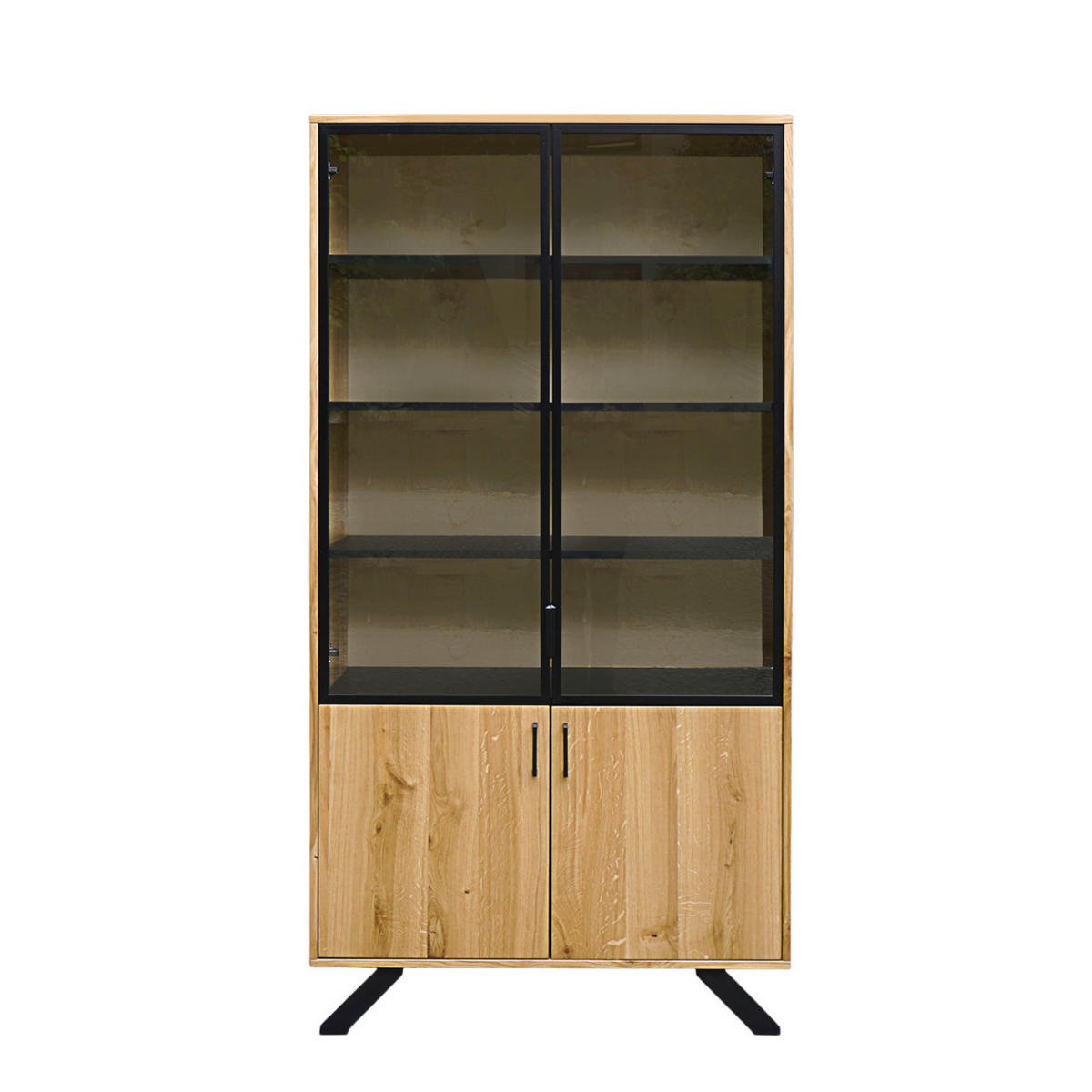 VITRINE Industrielle ins Wohnzimmer JORGEN - Eichefarben, Holz (100/200/45cm) - Rawood Furniture