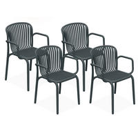 GARTENSTUHL FICCARI 4-er Set, Anthrazit - Anthrazit, Kunststoff (57.5/82.5/53cm) - KONSIMO®