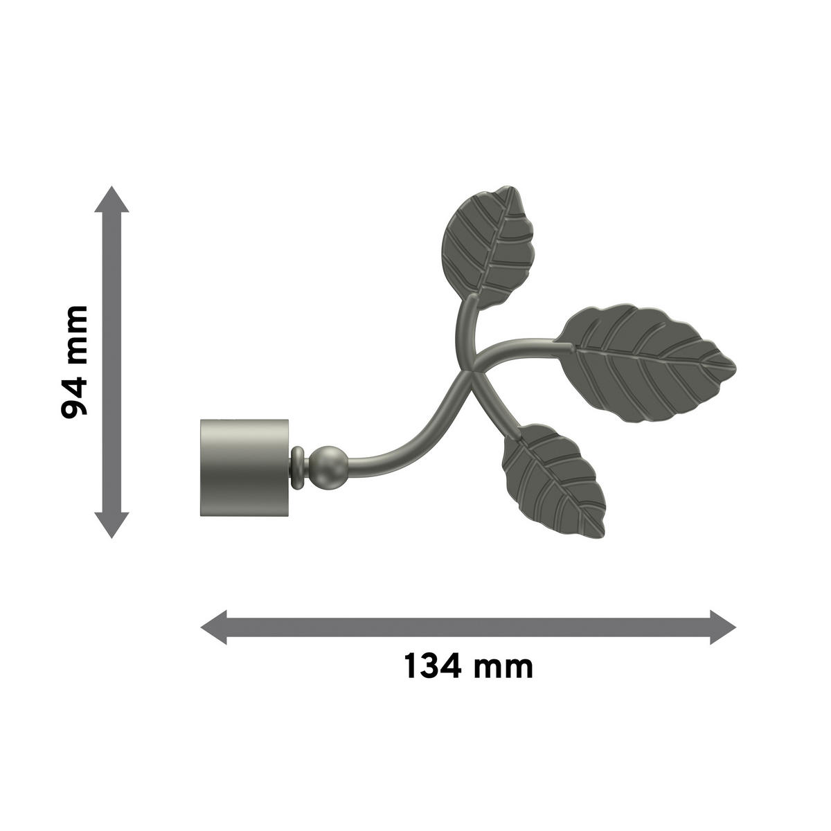 ENDSTÜCKE FÜR GARDINENSTANGEN 16 mm Ø, Alessia Chrom matt, Packung 2 Stück - Chromfarben/Nickelfarben, Metall (13.4/9.4/9.4cm) - INTERDECO