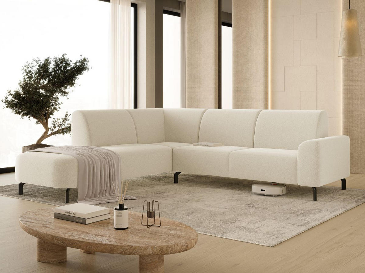 ECKSOFA Regento Creme Links - Creme/Schwarz, Holz/Textil (277/218cm) - Graingold