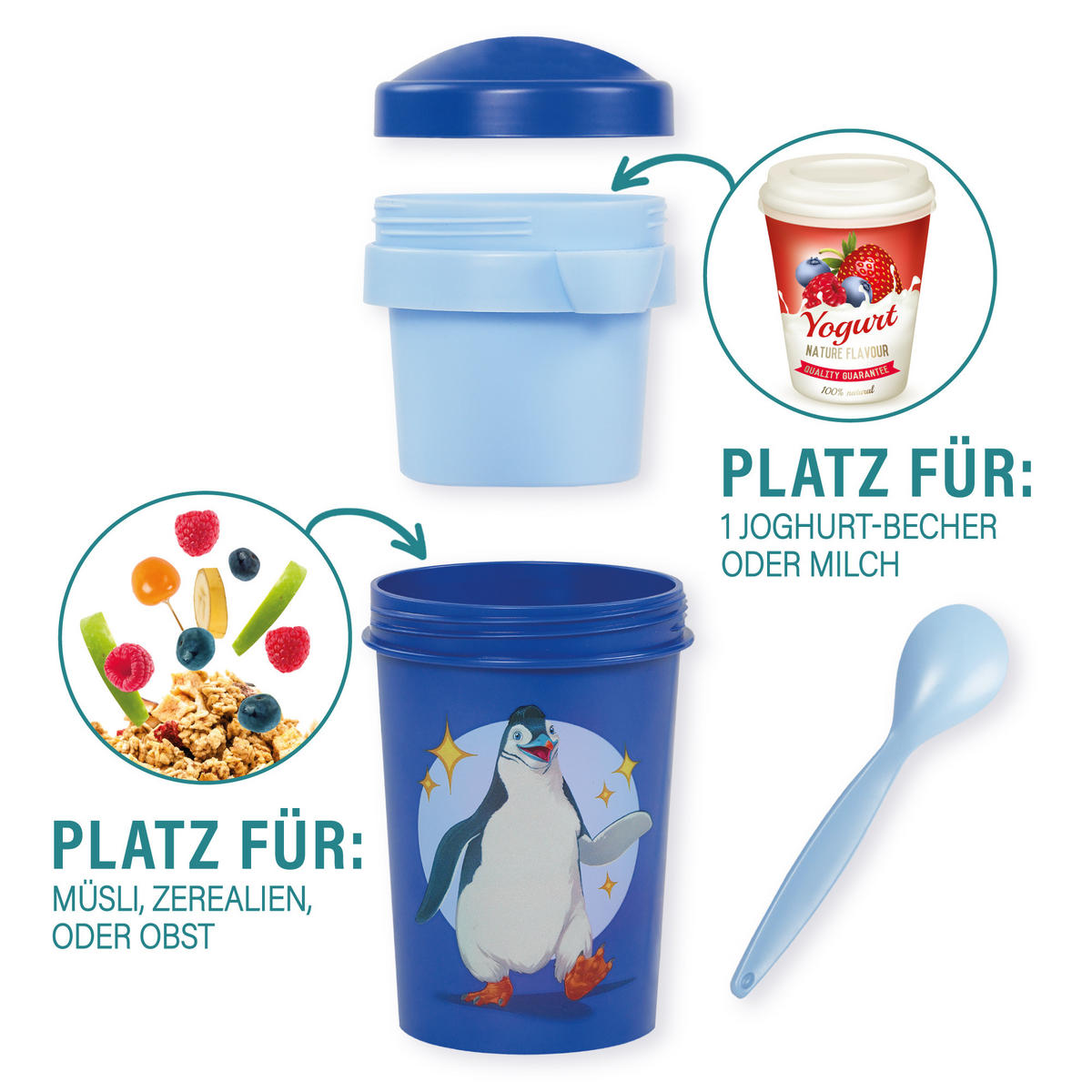 MÜSLIBECHER To Go 540 ml rPET - Blau, Kunststoff (11.3/11/16cm) - Stoneline