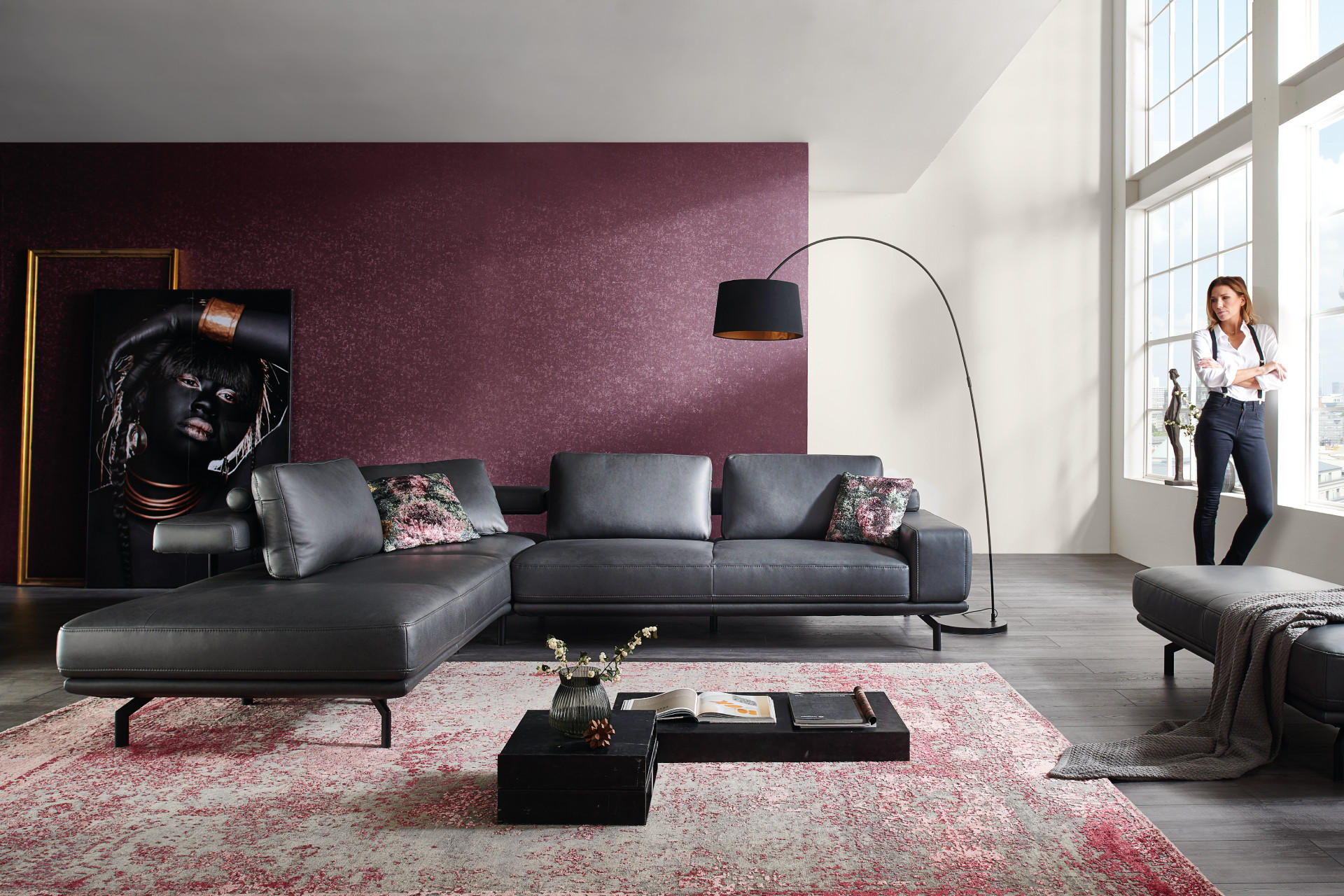 Valdera Wohnzimmer Couch schwarz