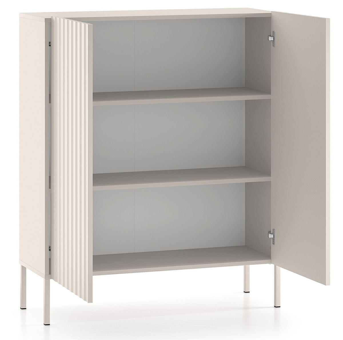 HIGHBOARD Derriva svetlo béžová 100 cm - écru/béžová, kov/kompozitné drevo (100/120/37cm) - Selsey