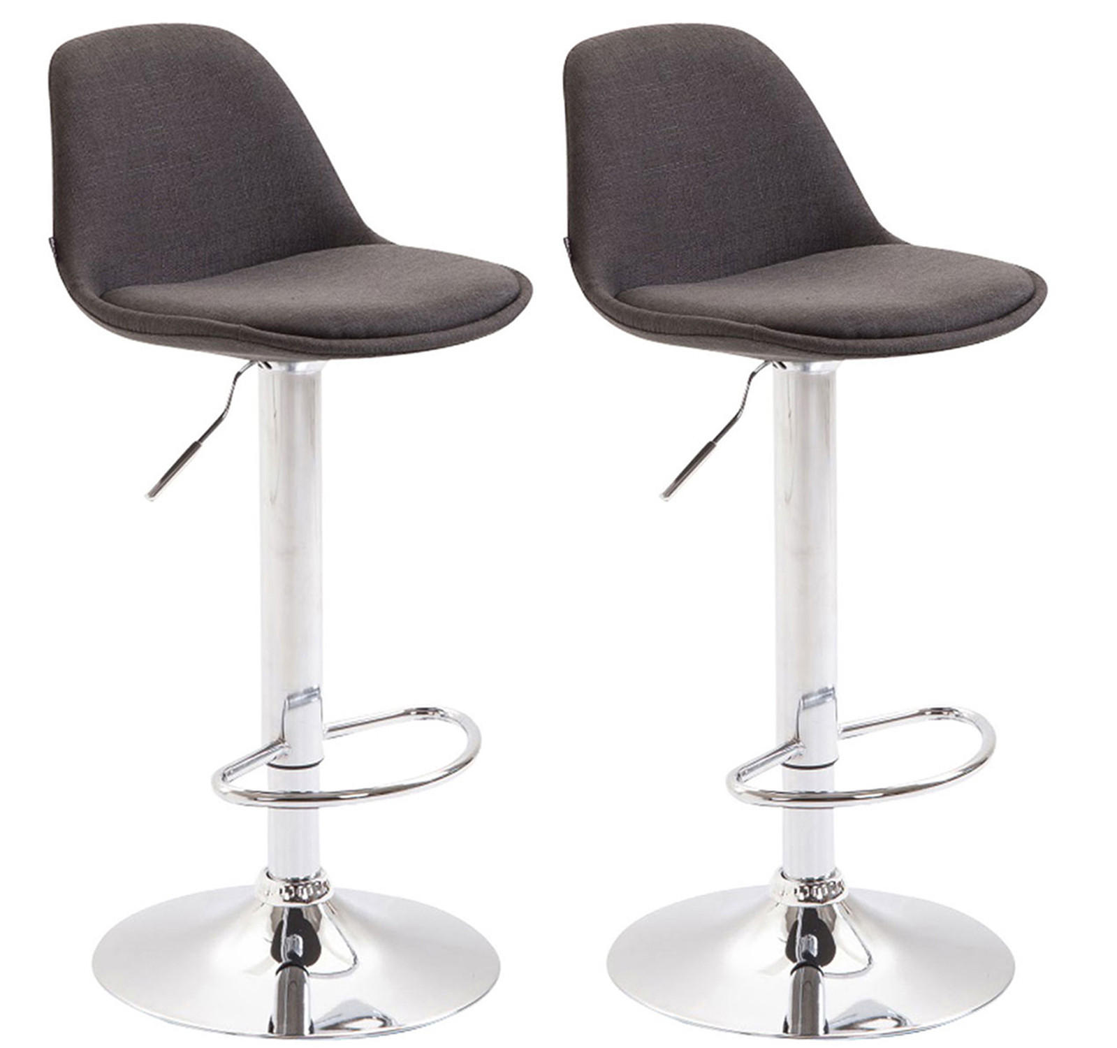 BARHOCKER Kilian, 2er Set, Gestell Metall in Chromoptik, Stoff Dunkelgrau - Chromfarben/Dunkelgrau, Textil/Metall (39/100/43cm) - TPFLiving
