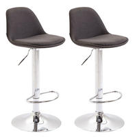 BARHOCKER Kilian, 2er Set, Gestell Metall in Chromoptik, Stoff Dunkelgrau - Chromfarben/Dunkelgrau, Textil/Metall (39/100/43cm) - TPFLiving
