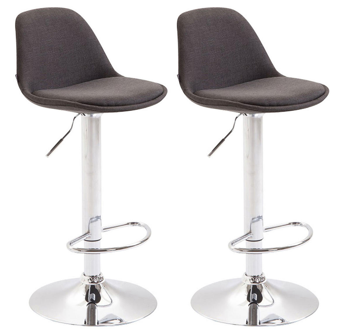 BARHOCKER Kilian, 2er Set, Gestell Metall in Chromoptik, Stoff Dunkelgrau - Chromfarben/Dunkelgrau, Textil/Metall (39/100/43cm) - TPFLiving