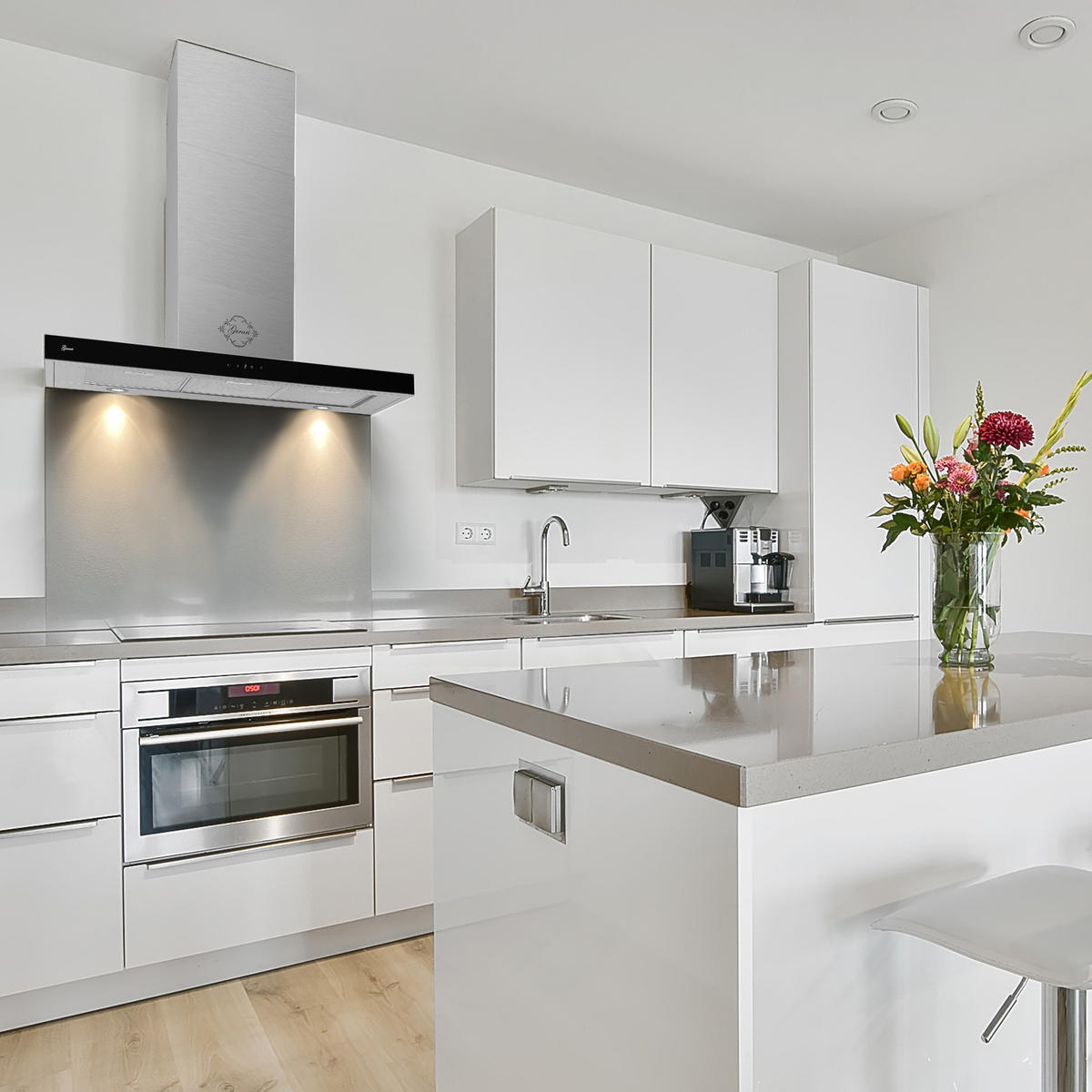 DUNSTABZUGSHAUBE GCH 972 BL 120 Quatro 120 cm Edelstahl - Silberfarben, Metall (120/102/50cm) - Gurari