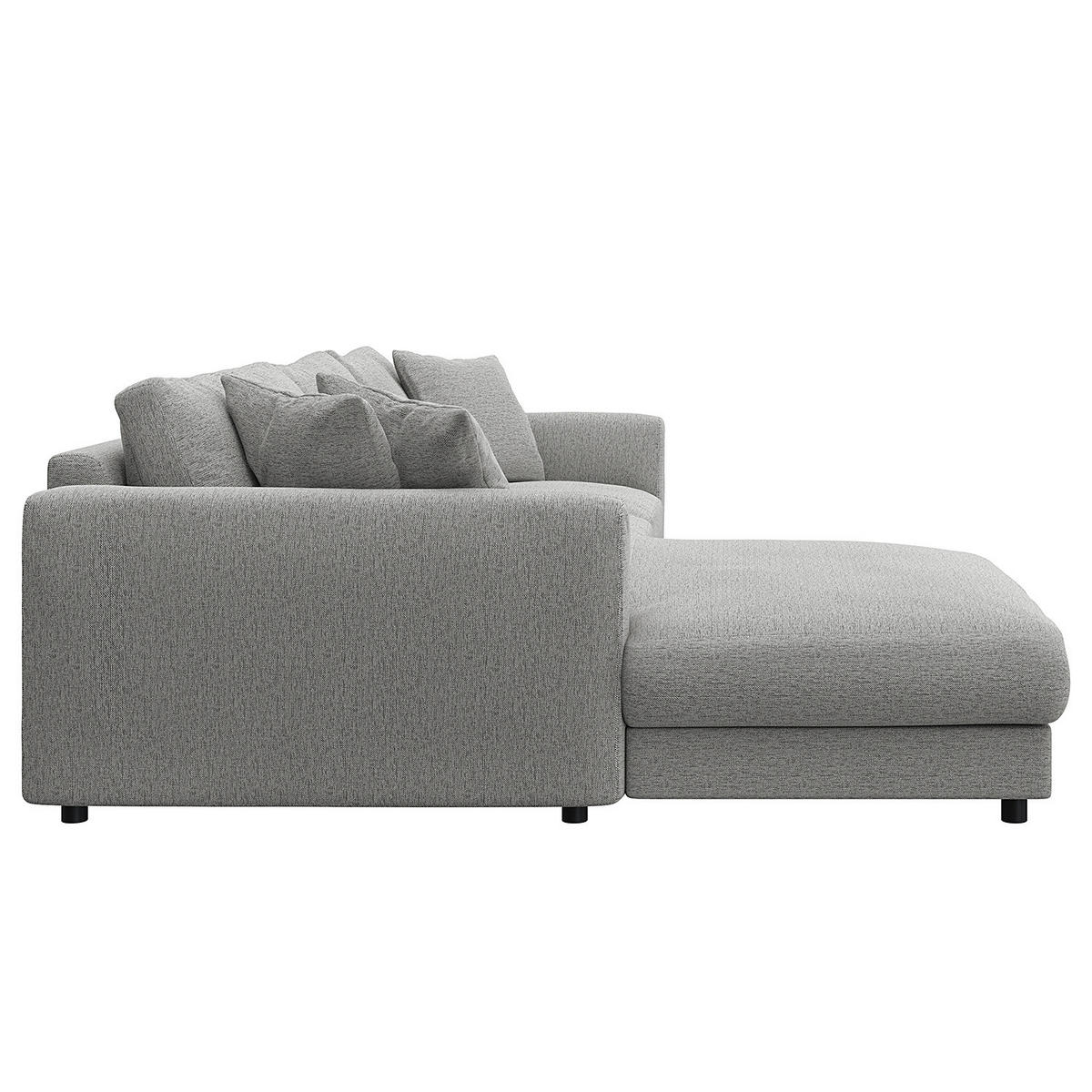 ECKSOFA mit Longchair - Hellgrau/Schwarz, Kunststoff/Textil (286/183cm) - home24