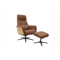 RELAXSESSEL VANITAS Braun Leder Relaxfunktion - Schwarz/Braun, Leder/Metall (75/108/86cm) - KAWOLA